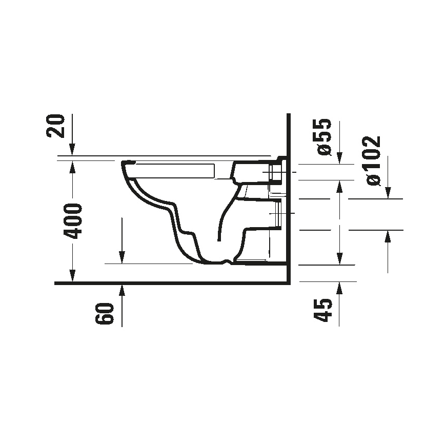 Duravit 25700920002 - Sanita suspensa sem aro D-CODE cerâmica/branco brilhante