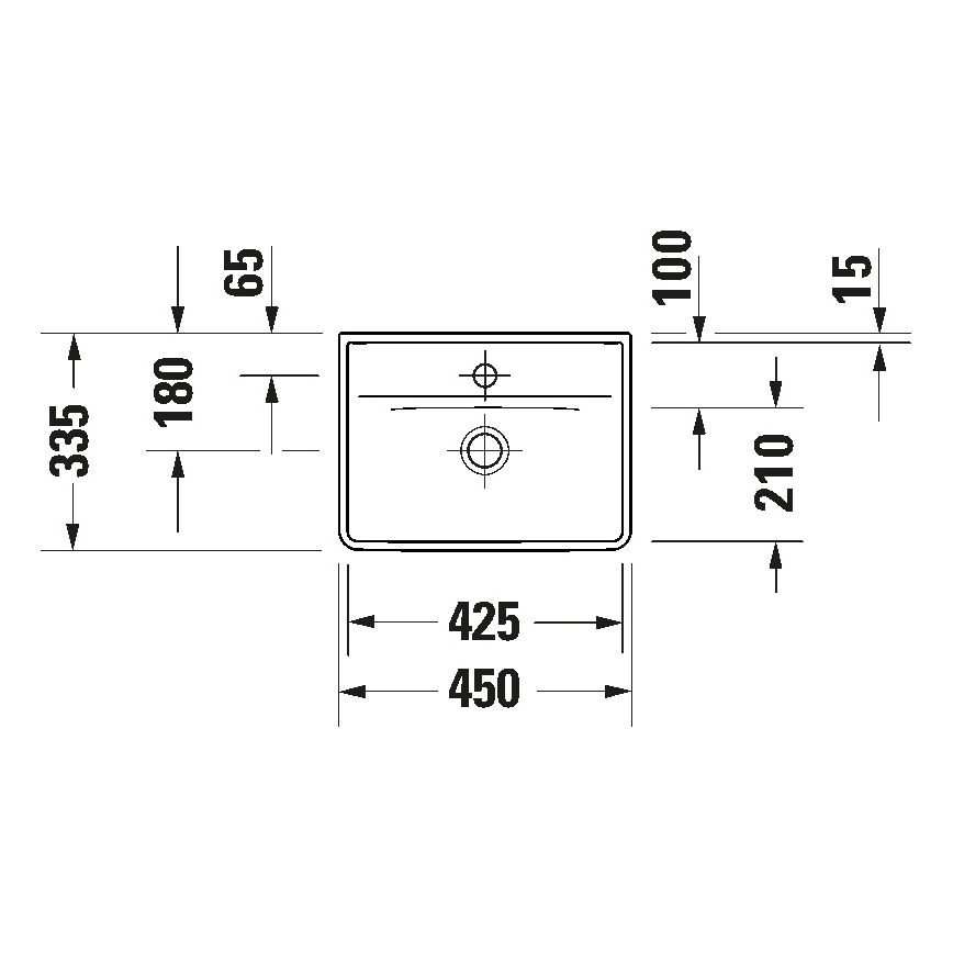 Duravit 738450041 - Lavatório suspenso D-NEO 45 x 33,5 cm cerâmica/branco brilhante