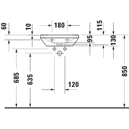 Duravit 738450041 - Lavatório suspenso D-NEO 45 x 33,5 cm cerâmica/branco brilhante