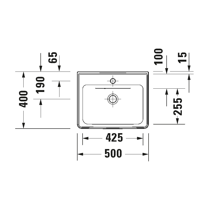 Duravit 742500060 - Lavatório suspenso D-NEO 50x40 cm cerâmica/branco brilhante