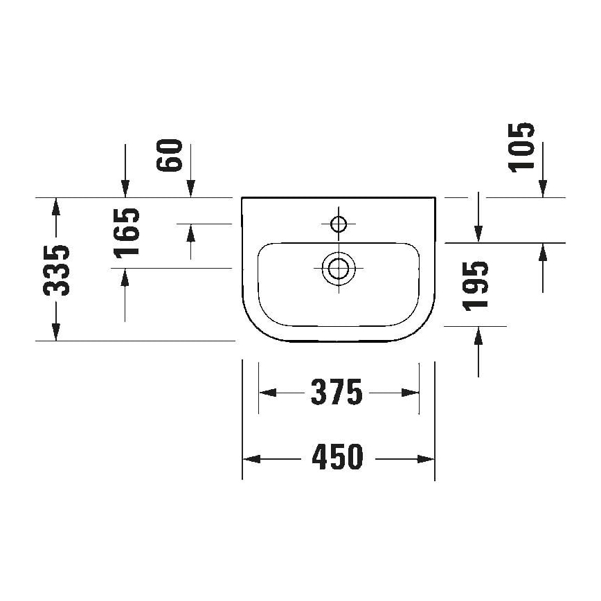 Duravit 7484500002 - Lavatório suspenso D-CODE 45x33,5 cm cerâmica/branco brilhante
