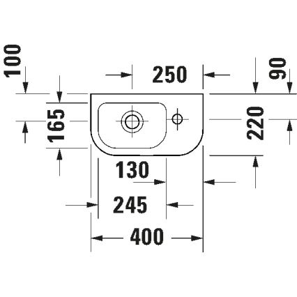 Duravit 7494000412 - Lavatório suspenso D-CODE 40 x 22 cm, em cerâmica, acabamento branco brilhante