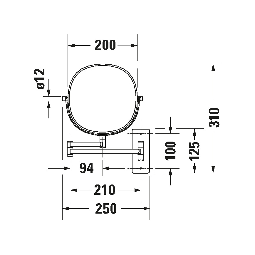 Duravit 99121000 - Espelho cosmético de parede D-CODE cromo polido