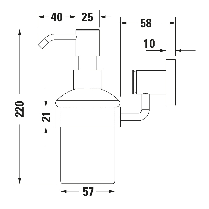 Duravit 99161000 - Dispensador de sabão mural D-CODE 390 ml vidro leitoso/cromado brilhante