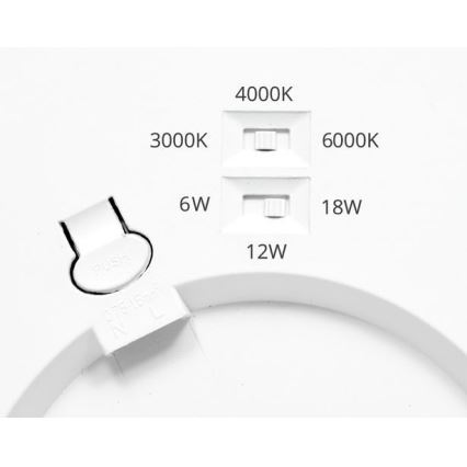Painel LED com regulação LEXA LED/6/12/18W/230V 3000/4000/6000K diâmetro 22,5 cm branco