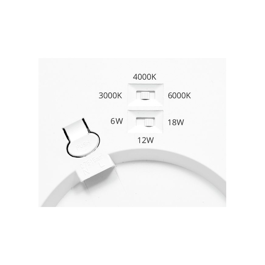 Painel LED com regulação LEXA LED/6/12/18W/230V 3000/4000/6000K diâmetro 22,5 cm branco
