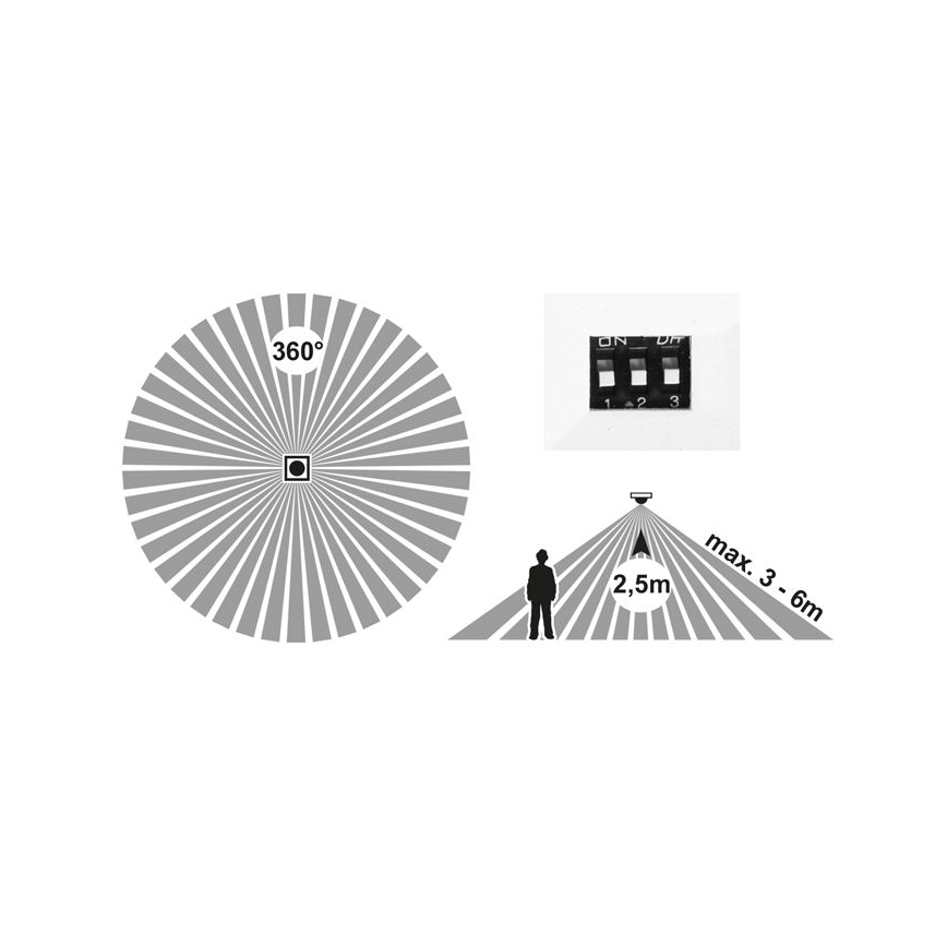 Foco de encastrar LED com regulação com sensor LEXA LED/6/12/18W/230V 3000/4000/6000K diâmetro 22,5 cm preto