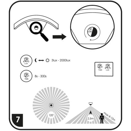 Luz de parede LED de exterior com sensor STYL LED/8W/230V IP44