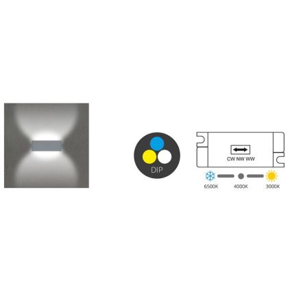 Iluminação de parede exterior LED BRICK 2xLED/6W/230V 3000/4000/6500K IP65 branco