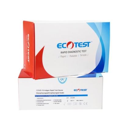 ECOTEST RAPID - Teste Rápido de Antigénio para COVID-19, embalagem de 20pcs