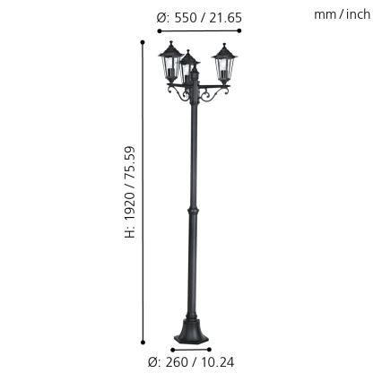 EGLO - Candeeiro de exterior 4 3xE27/60W/230V IP44