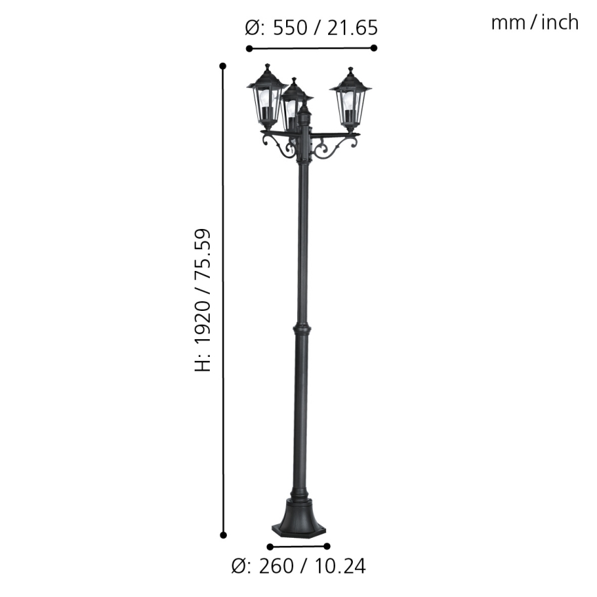 EGLO - Candeeiro de exterior 4 3xE27/60W/230V IP44