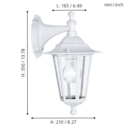 EGLO - Iluminação de parede exterior 1xE27/60W/230V IP44 branca