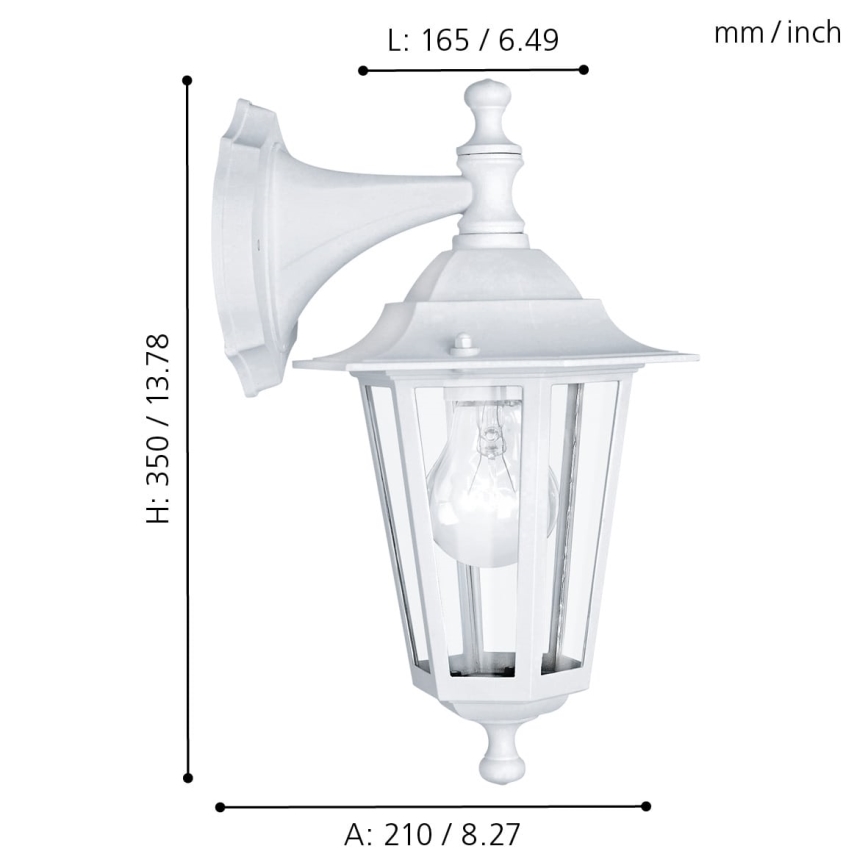 EGLO - Iluminação de parede exterior 1xE27/60W/230V IP44 branca