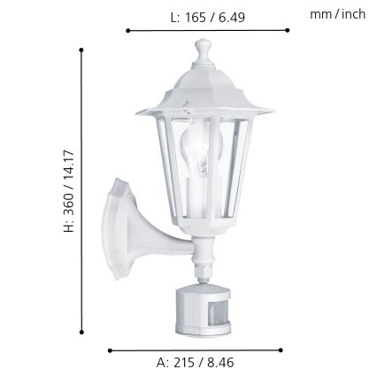 EGLO - Luz de exterior com sensor 5 1xE27/60W/230V