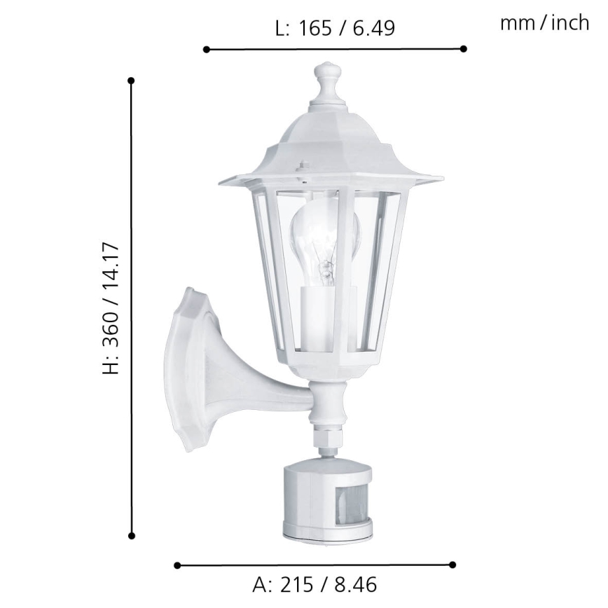 EGLO - Luz de exterior com sensor 5 1xE27/60W/230V