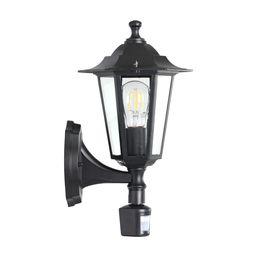 EGLO - Iluminação de parede exterior com sensor 1xE27/60W preta