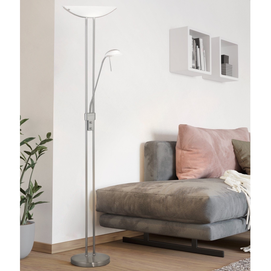 Eglo 25869 - Candeeiro de pé regulável BAYA 1xR7s/230W/230V + 1xG9/33W cromo mate