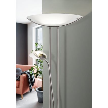Eglo 25869 - Candeeiro de pé regulável BAYA 1xR7s/230W/230V + 1xG9/33W cromo mate