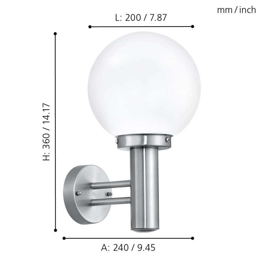 Eglo - Candeeiro de exterior E27/60W/230V IP44
