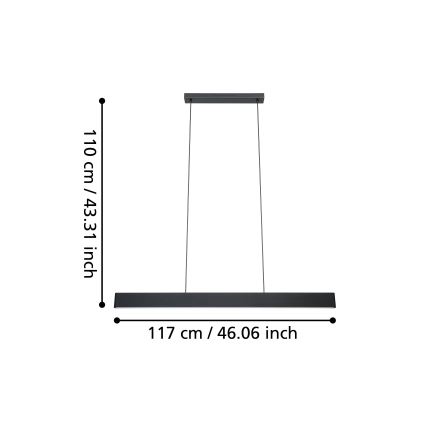 Eglo 31433 - Candeeiro suspenso LED RGBW com regulação ANDREAS-Z LED/38W/230V 2700-6500K preto