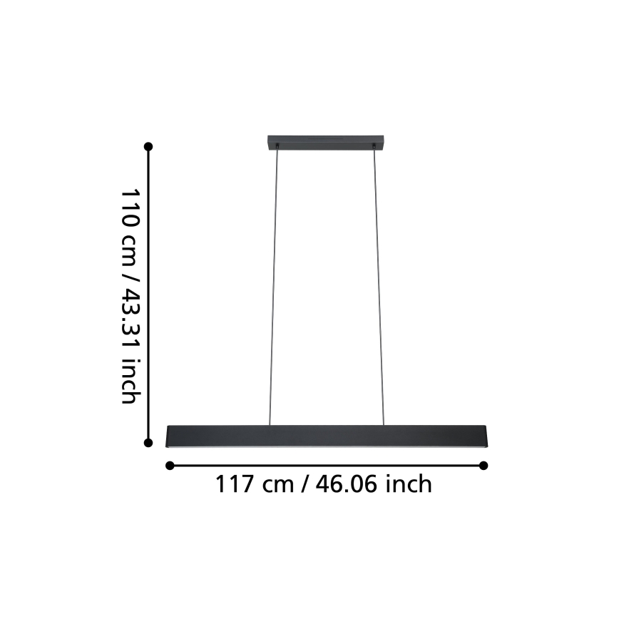 Eglo 31433 - Candeeiro suspenso LED RGBW com regulação ANDREAS-Z LED/38W/230V 2700-6500K preto