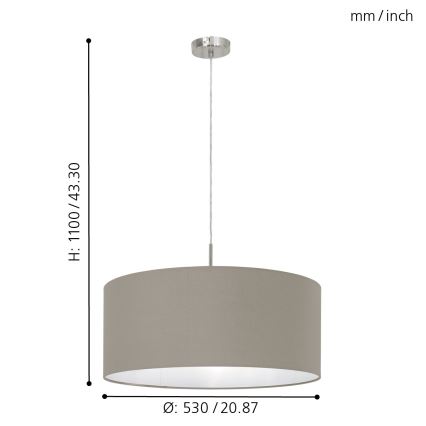 Eglo - Candeeiro suspenso com cabo 1xE27/60W/230V