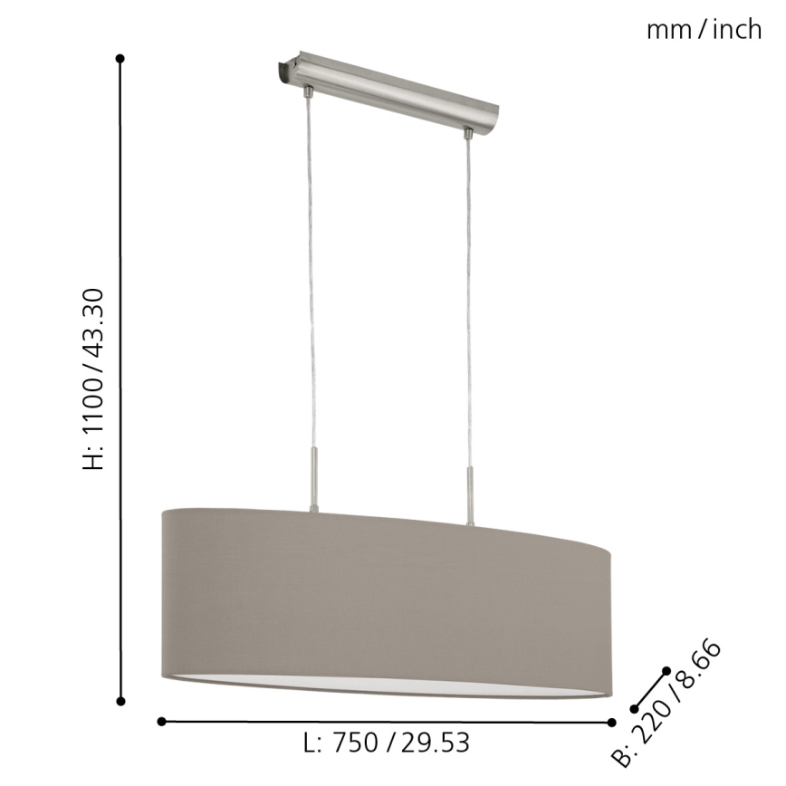 Eglo - Candeeiro suspenso 2xE27/60W/230V taupe