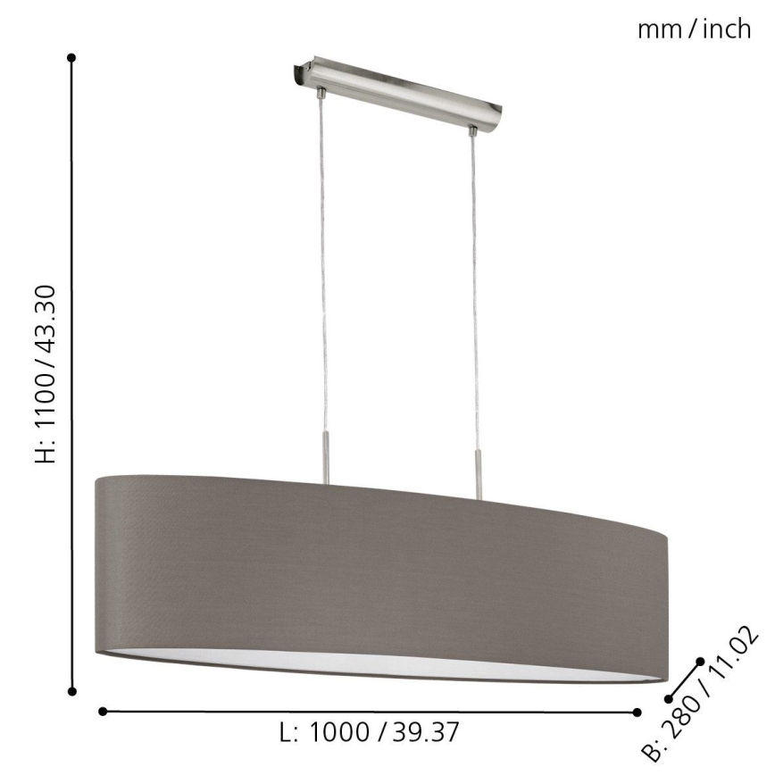 Eglo 31587 - Candelabro num fio PASTERI 2xE27/60W/230V