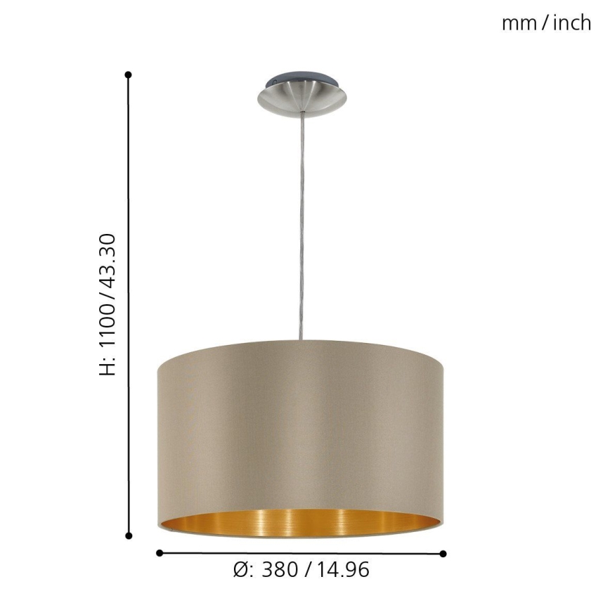 Eglo - Candeeiro suspenso 1xE27/60W/230V taupe