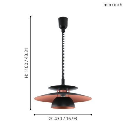 Eglo - Candeeiro de puxar 1xE27/60W/230V