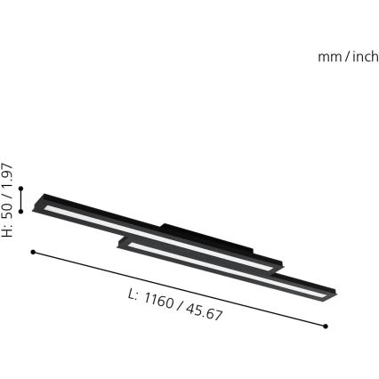 Eglo 31715 - Iluminação de teto LED RGBW com regulação SALITERAS-Z LED/20,4W/230V 2700-6500K preto