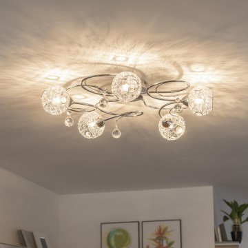 Eglo 32103 - Lustre de teto LED VELAGO de montagem de superfície, 5x G9/33W/230V, cromo polido
