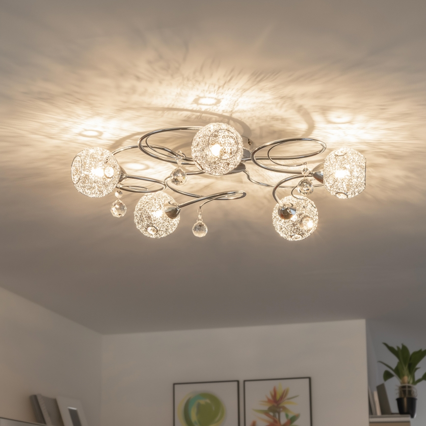 Eglo 32103 - Lustre de teto LED VELAGO de montagem de superfície, 5x G9/33W/230V, cromo polido