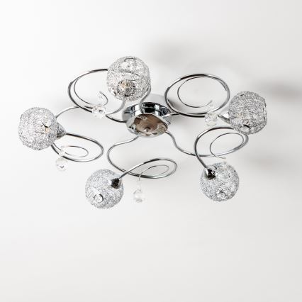 Eglo 32103 - Lustre de teto LED VELAGO de montagem de superfície, 5x G9/33W/230V, cromo polido