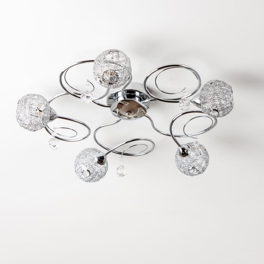 Eglo 32103 - Lustre de teto LED VELAGO de montagem de superfície, 5x G9/33W/230V, cromo polido
