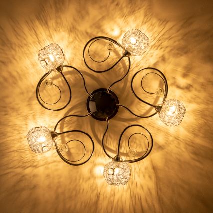 Eglo 32103 - Lustre de teto LED VELAGO de montagem de superfície, 5x G9/33W/230V, cromo polido