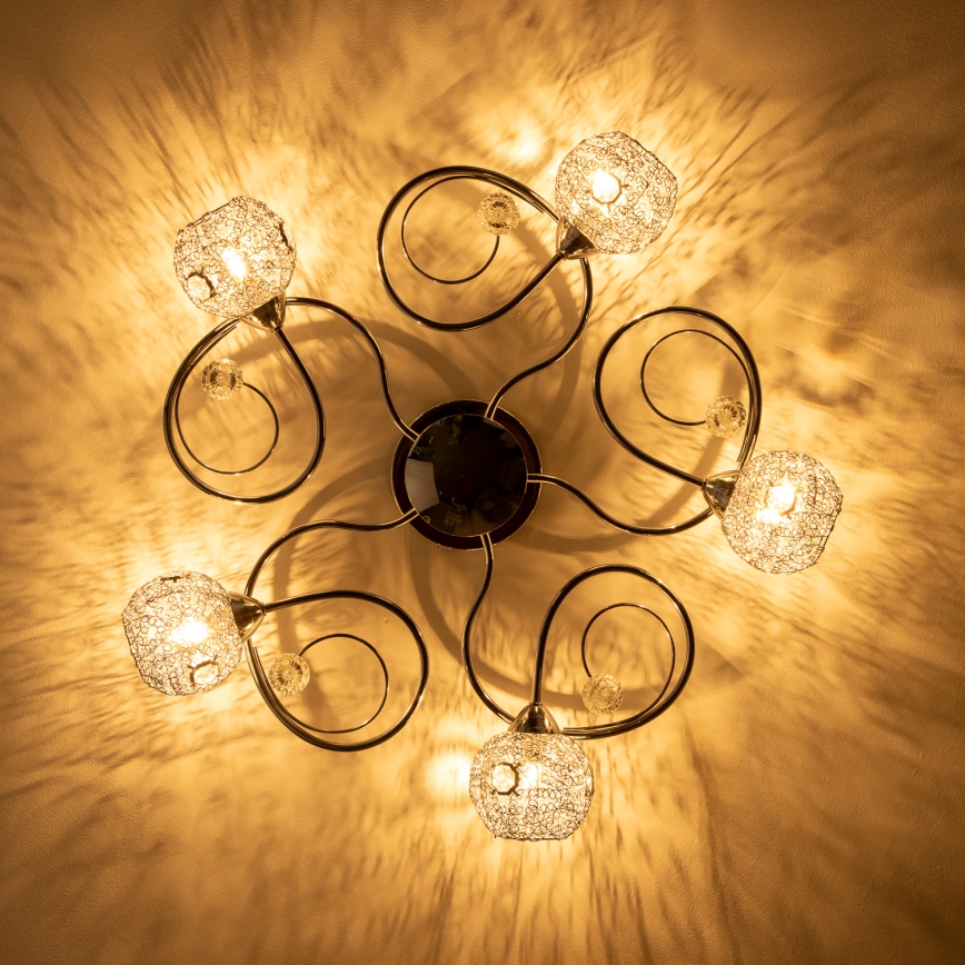 Eglo 32103 - Lustre de teto LED VELAGO de montagem de superfície, 5x G9/33W/230V, cromo polido