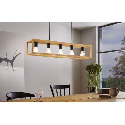 Eglo 32143 - Lustre suspenso por cabo BLACKCROWN 5xE27/40W/230V castanho