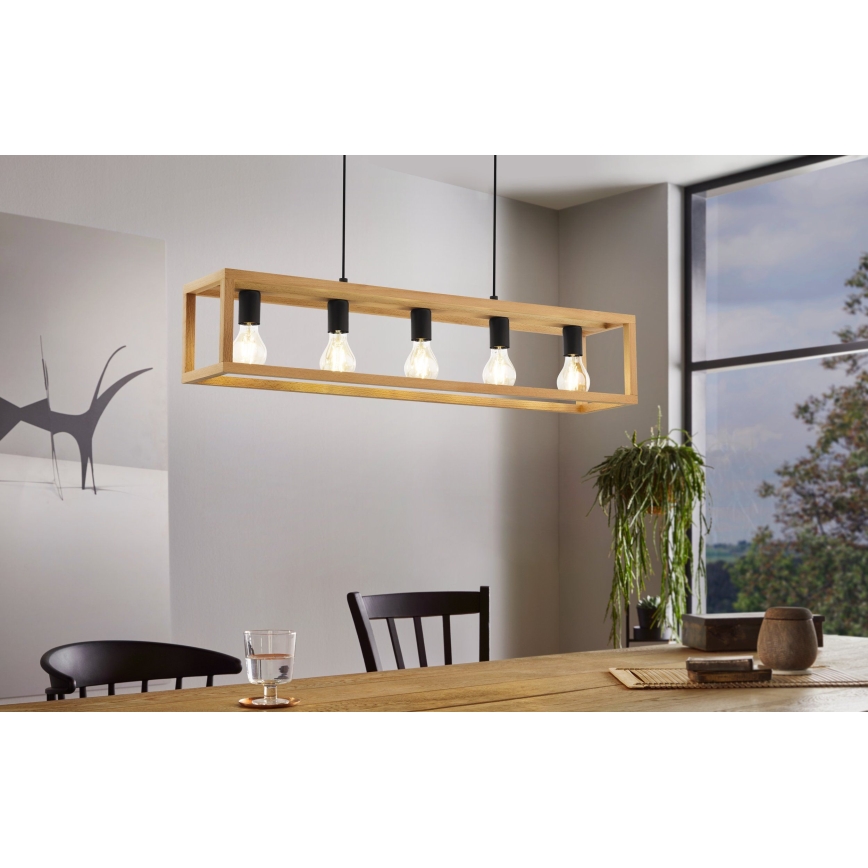 Eglo 32143 - Lustre suspenso por cabo BLACKCROWN 5xE27/40W/230V castanho