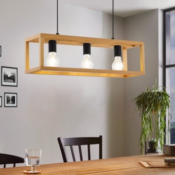 Eglo 32144 - Lustre suspenso em cabo BLACKCROWN 3xE27/40W/230V castanho