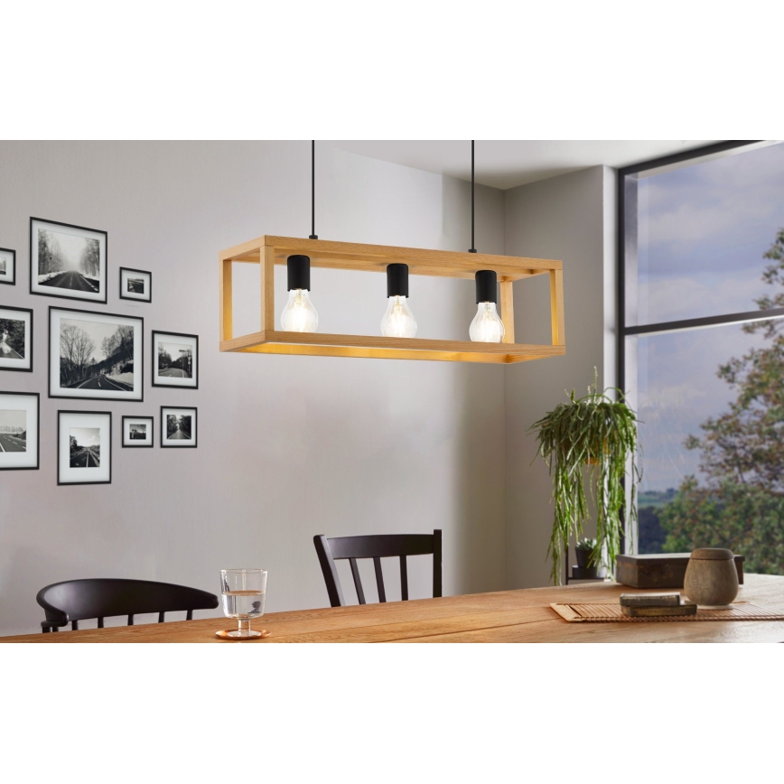 Eglo 32144 - Lustre suspenso em cabo BLACKCROWN 3xE27/40W/230V castanho
