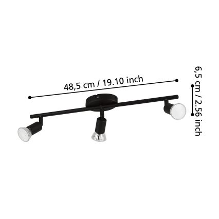 Eglo - Foco LED 3xGU10/2,8W/230V 3000K preto