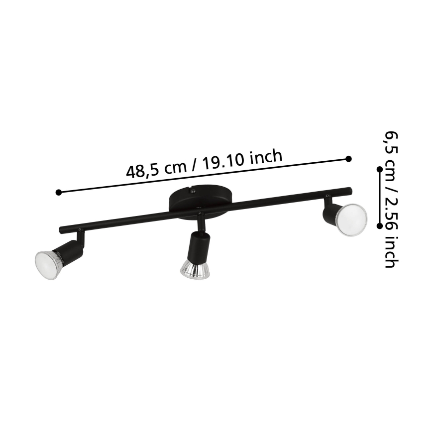 Eglo - Foco LED 3xGU10/2,8W/230V 3000K preto