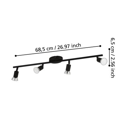 Eglo - Foco LED 4xGU10/2,8W/230V 3000K preto