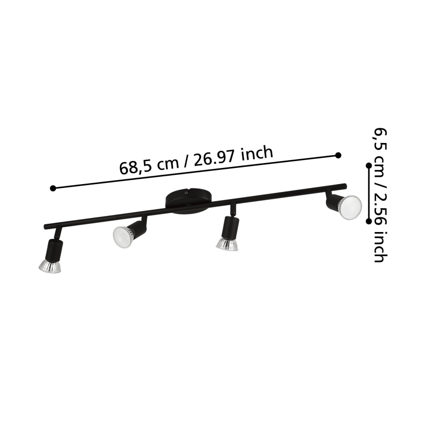 Eglo - Foco LED 4xGU10/2,8W/230V 3000K preto
