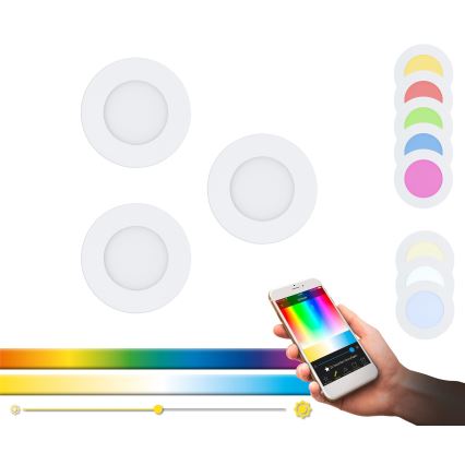Eglo - ONJUNTO 3x LED RGB Foco de encastrar com regulação FUEVA-C 1xLED/3W/230V