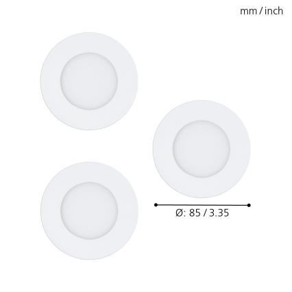 Eglo - ONJUNTO 3x LED RGB Foco de encastrar com regulação FUEVA-C 1xLED/3W/230V