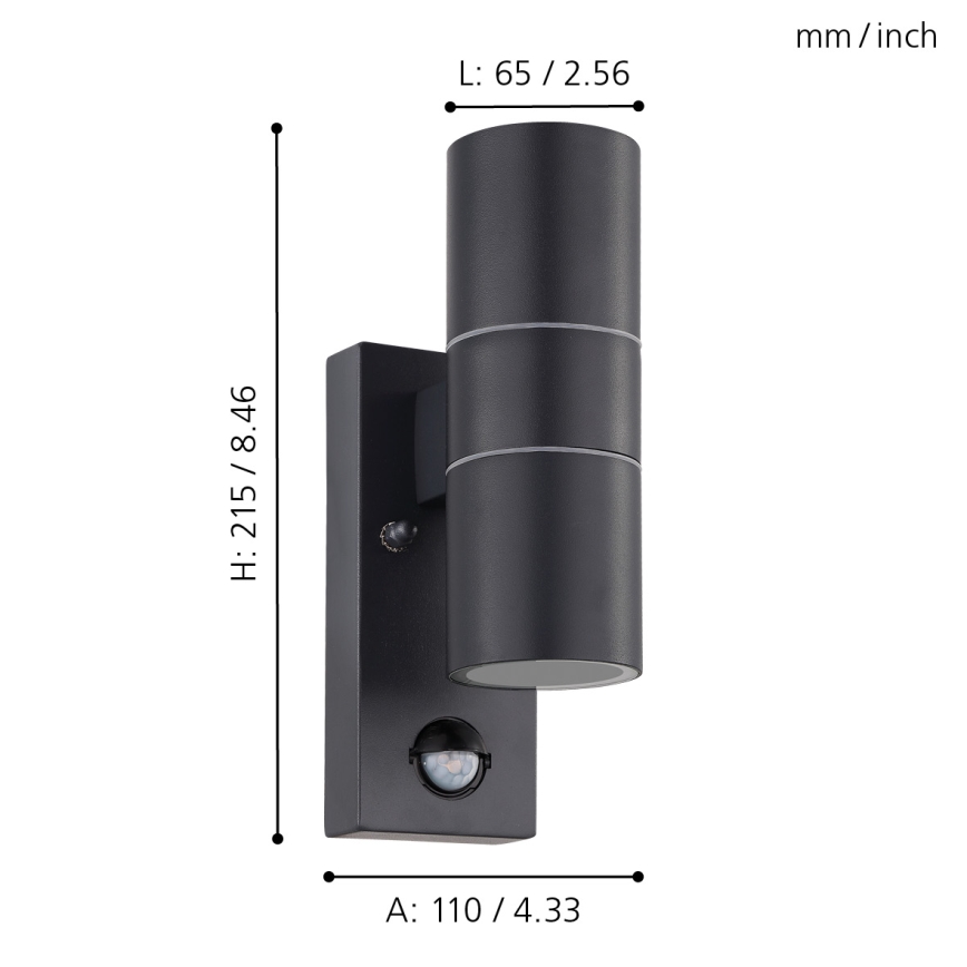 Eglo - Iluminação de parede LED exterior com sensor 2xGU10/3W/230V IP44