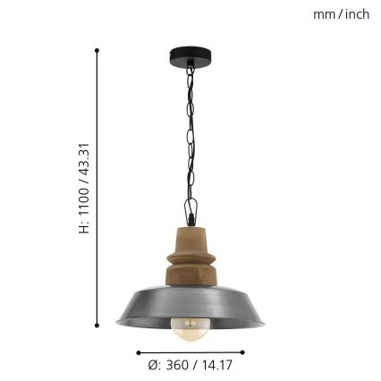 Eglo 33024 - Candelabro numa corrente RIDDLECOMBE 1xE27/60W/230V
